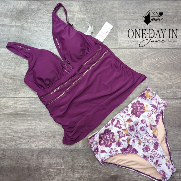 Cupshe Ribbed Bottom Tankini Swimsuit Size M - Picture 3 of 7